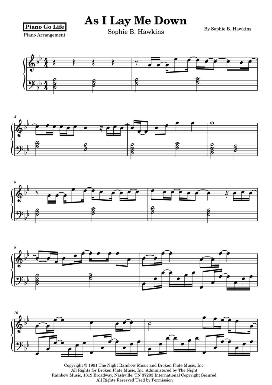 As I Lay Me Down As I Lay Me Down Piano Solo scores gallery preview page 1