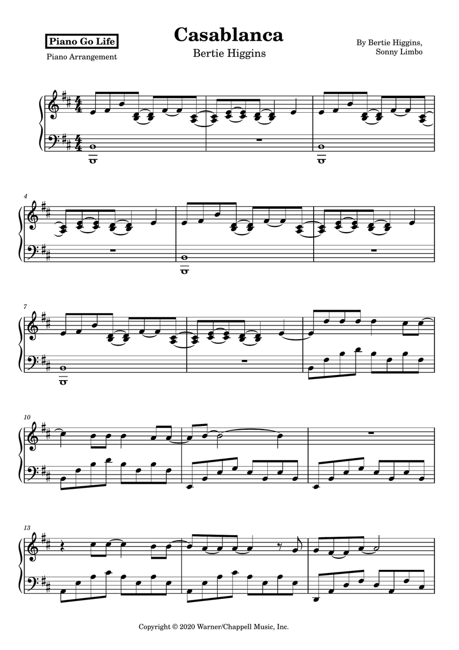 Casablanca Casablanca Piano Solo scores gallery preview page 1