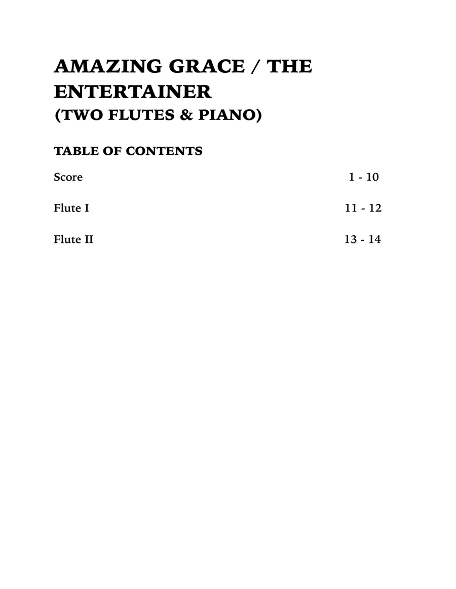 Amazing Grace / The Entertainer (Trio for Two Flutes and Piano) Woodwind Duet scores gallery preview page 4
