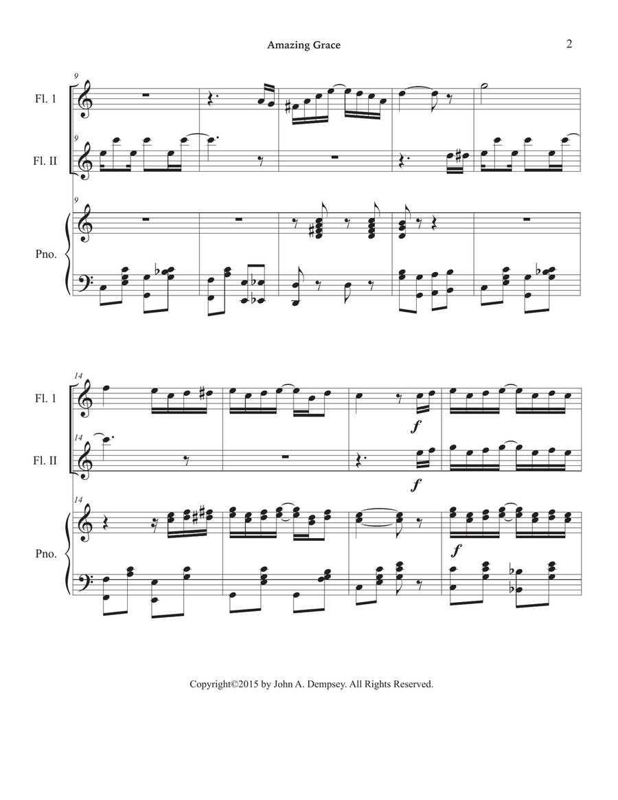 Amazing Grace / The Entertainer (Trio for Two Flutes and Piano) Woodwind Duet scores gallery preview page 6