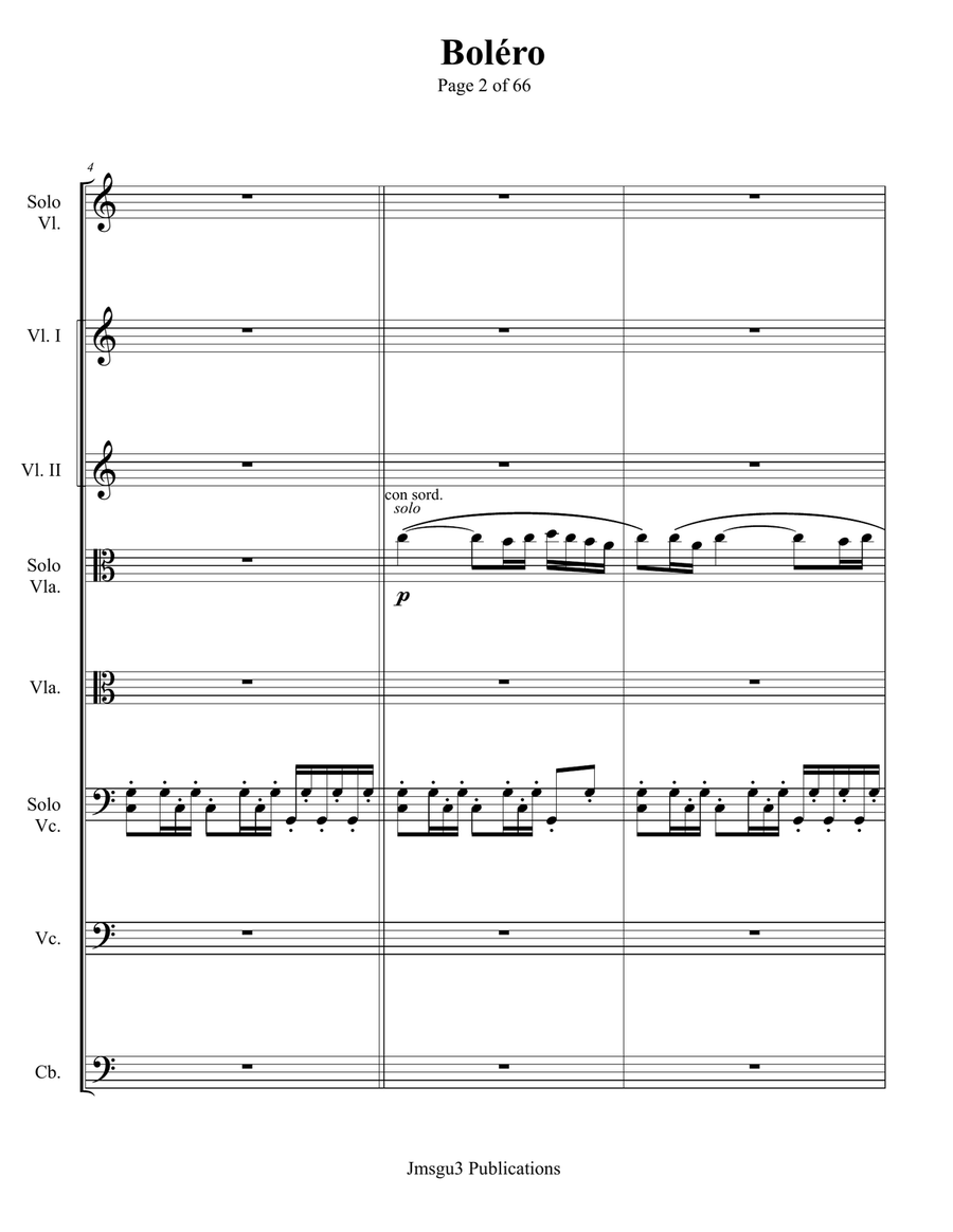 Ravel: Boléro for String Orchestra - Score Only String Orchestra scores gallery preview page 2