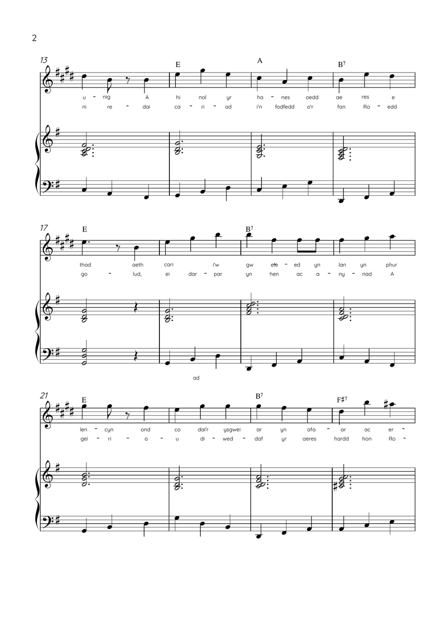 Llwn Onn - Ato Sax & Piano in G Major With Lyrics & Chords (Trad. lyrics of the original Welsh) Alto Saxophone scores gallery preview page 2