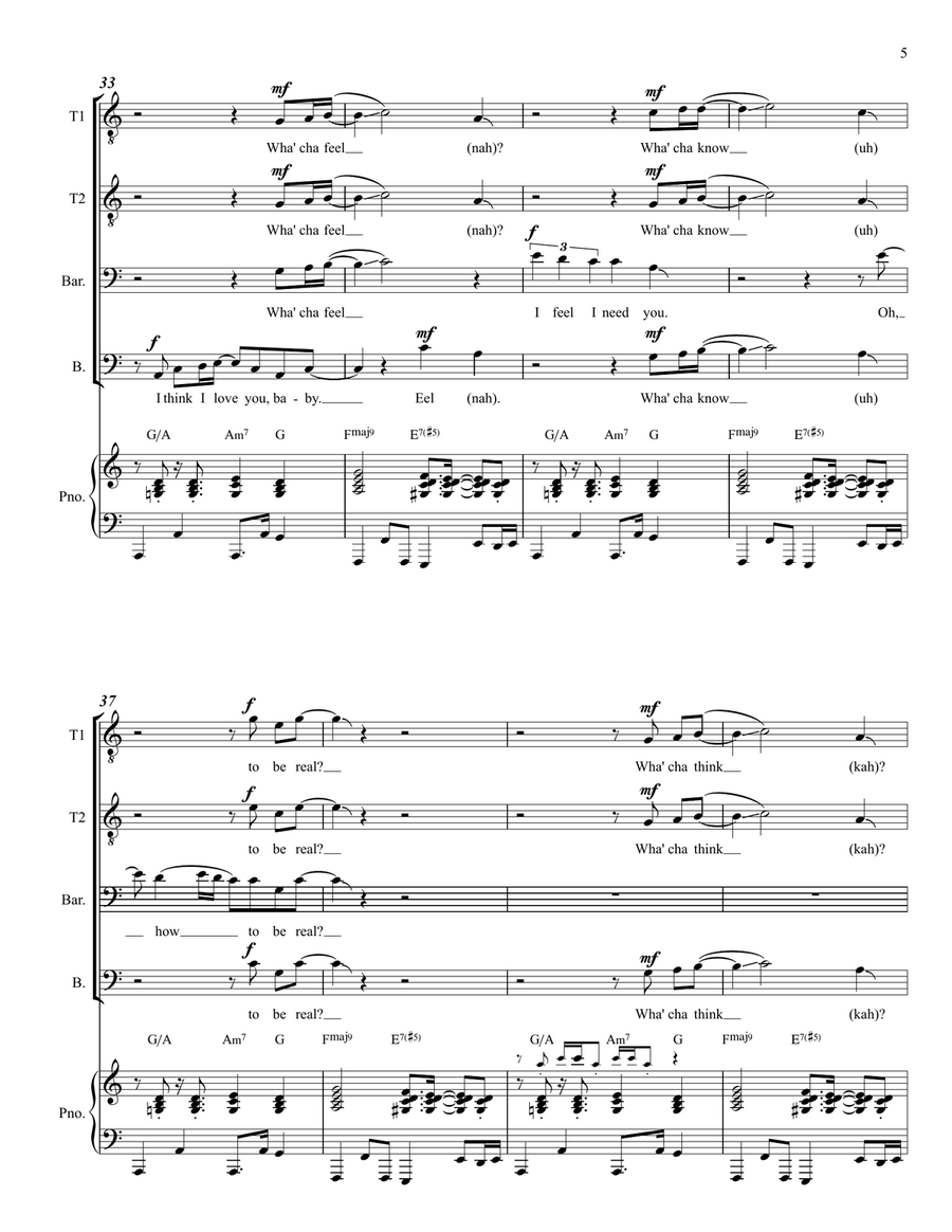 Medley: Got To Be Real with Hooked (Hot Stuff), We Are Family, Break My Soul (The Queens Remix), ... TTBB scores gallery preview page 5