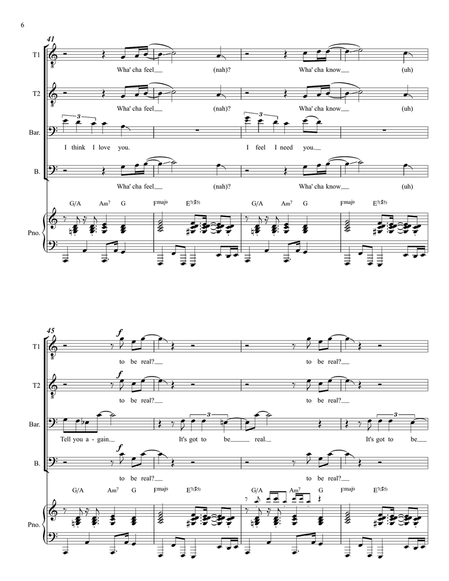 Medley: Got To Be Real with Hooked (Hot Stuff), We Are Family, Break My Soul (The Queens Remix), ... TTBB scores gallery preview page 6