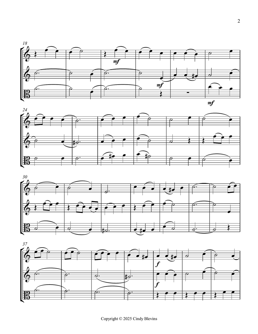 Coventry Carol, for Two Violins and Viola String Trio scores gallery preview page 3