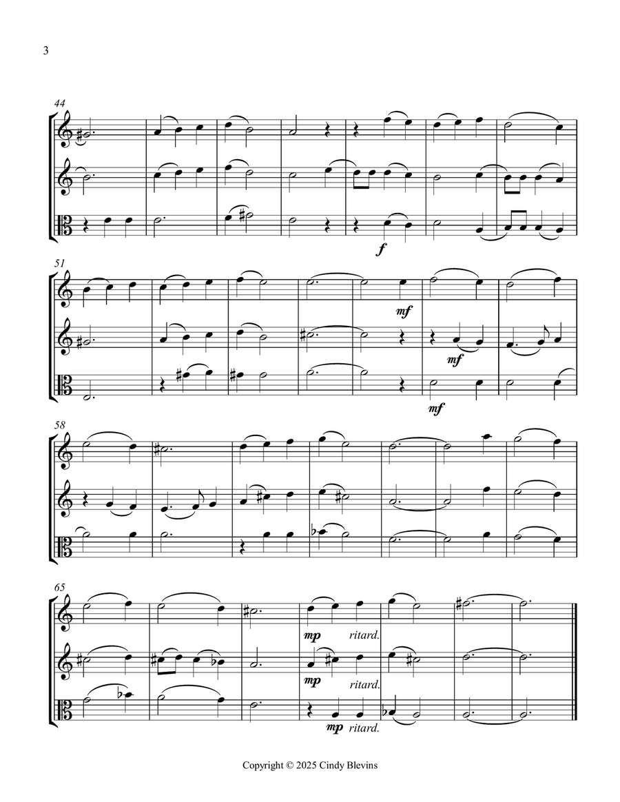 Coventry Carol, for Two Violins and Viola String Trio scores gallery preview page 4