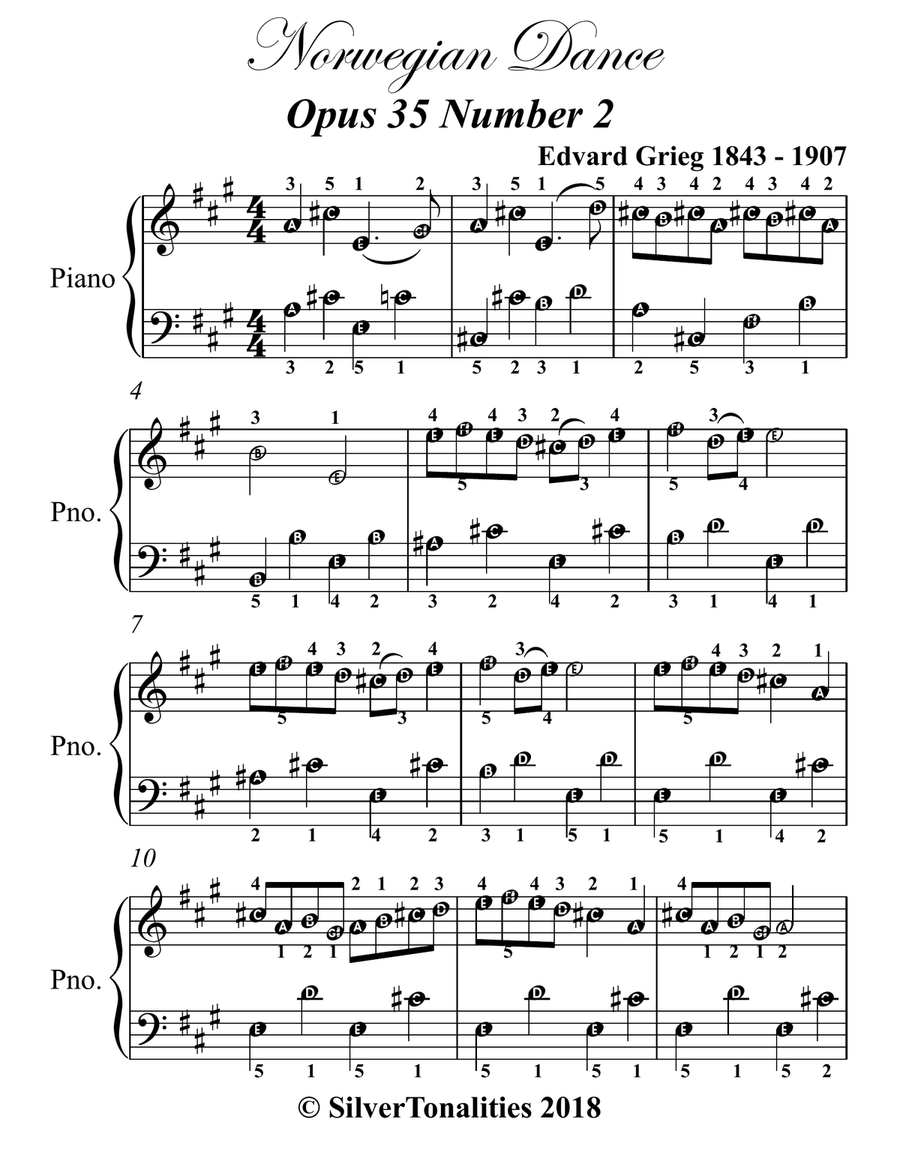 Norwegian Dance Opus 35 Number 2 Easy Piano Sheet Music Piano Method scores gallery preview page 2