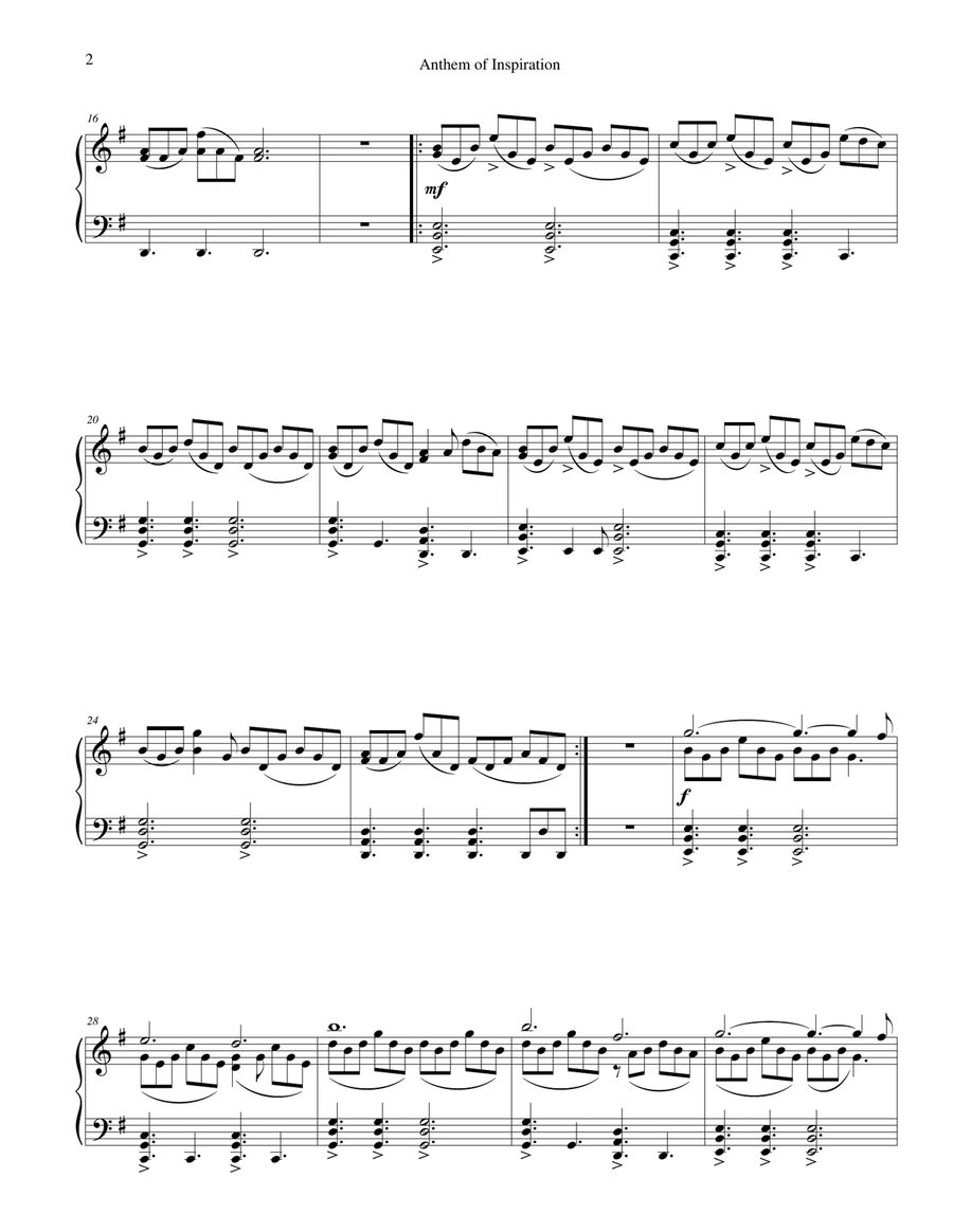 Anthem of Inspiration Anthem of Inspiration Piano Solo scores gallery preview page 2