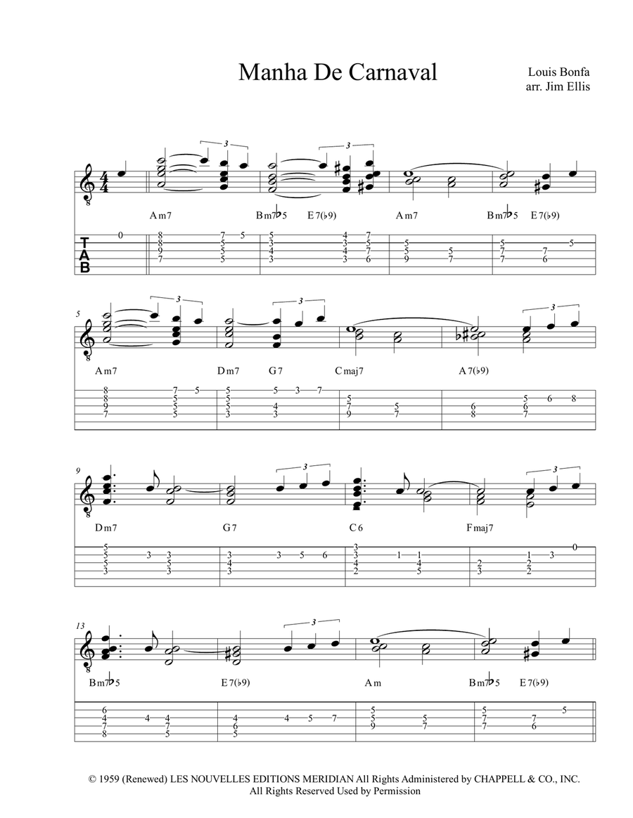 A Day In The Life Of A Fool (Manha De Carnaval) Electric Guitar scores gallery preview page 1