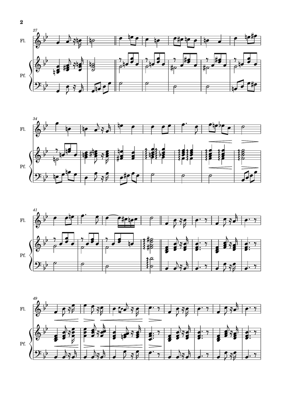 Bridal Chorus. R. Wagner - Arranged for Flute and Piano Woodwind Duet scores gallery preview page 2