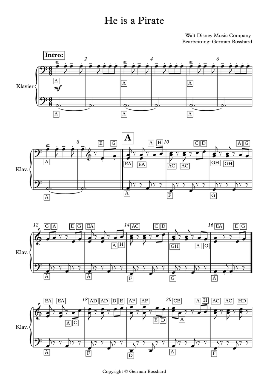 He's A Pirate He's A Pirate Easy Piano scores gallery preview page 1