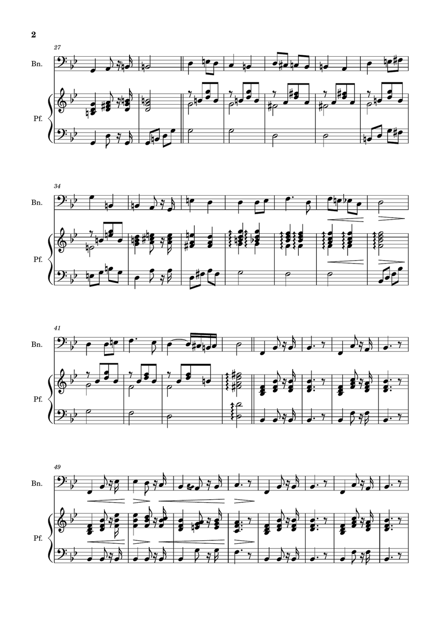 Bridal Chorus. R. Wagner - Arranged for Bassoon and Piano Woodwind Duet scores gallery preview page 2