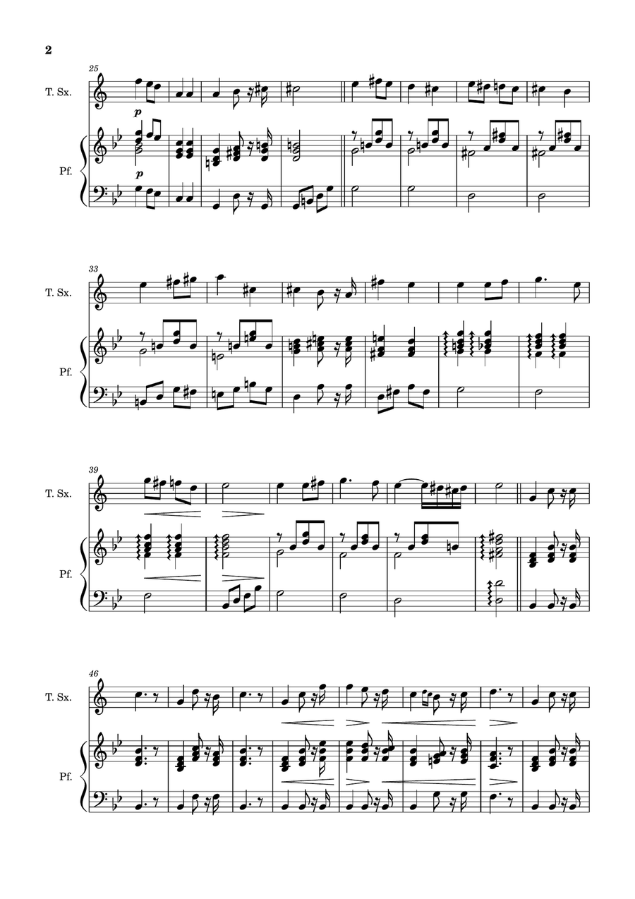 Bridal Chorus. R. Wagner - Arranged for T. Sax. and Piano Woodwind Duet scores gallery preview page 2