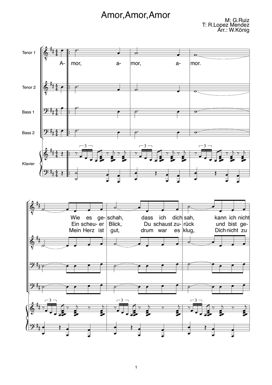 Amor,Amor,Amor Amor,Amor,Amor TTBB scores gallery preview page 1