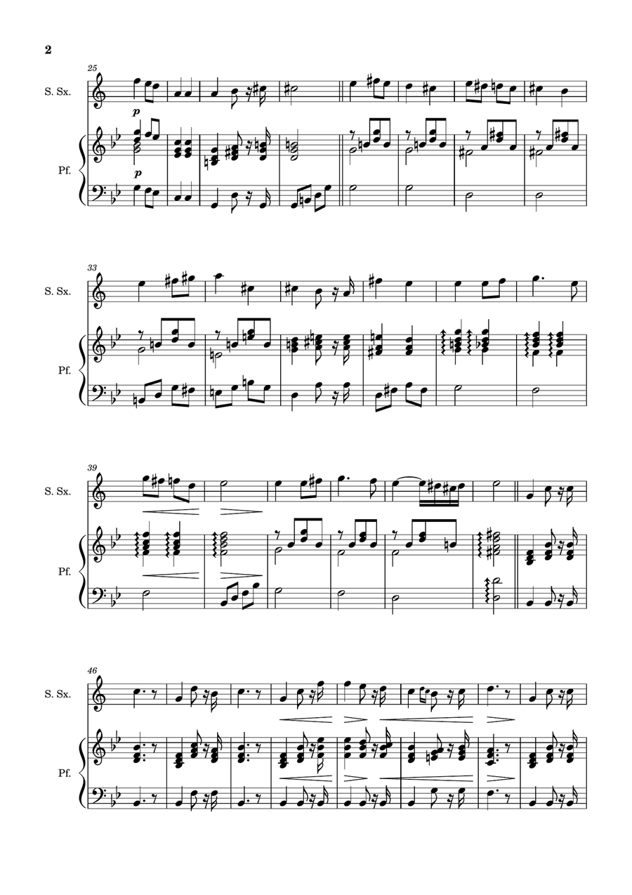 Bridal Chorus. R. Wagner - Arranged for S. Sax. and Piano Woodwind Duet scores gallery preview page 2