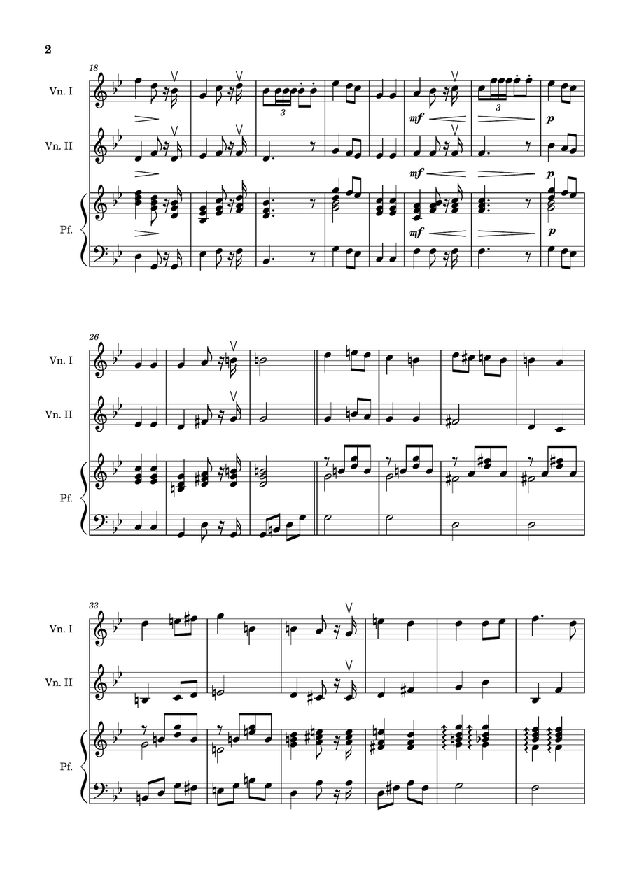 Bridal Chorus. R. Wagner - Violin Duet and Piano. Score and Parts. String Duet scores gallery preview page 2