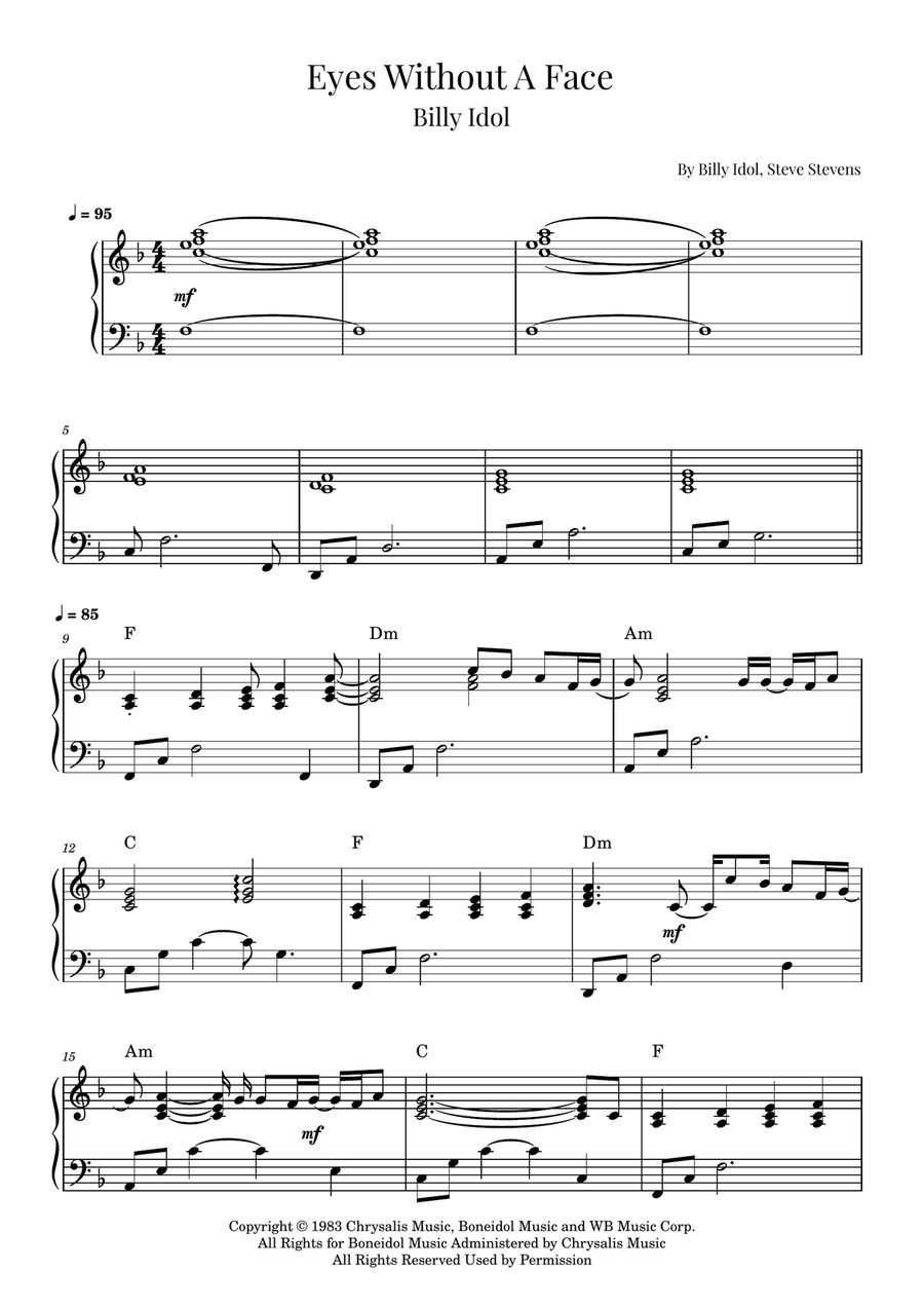 Eyes Without A Face Eyes Without A Face Piano Solo scores gallery preview page 1