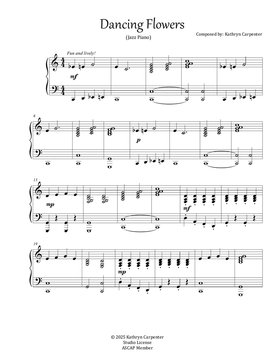 Dancing Flowers (Advanced Intermediate Piano) Piano Method scores gallery preview page 1