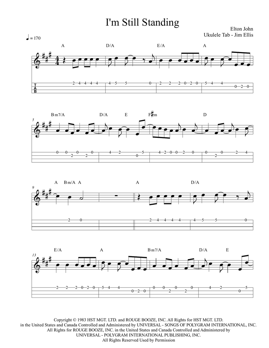 I'm Still Standing Ukulele scores gallery preview page 1