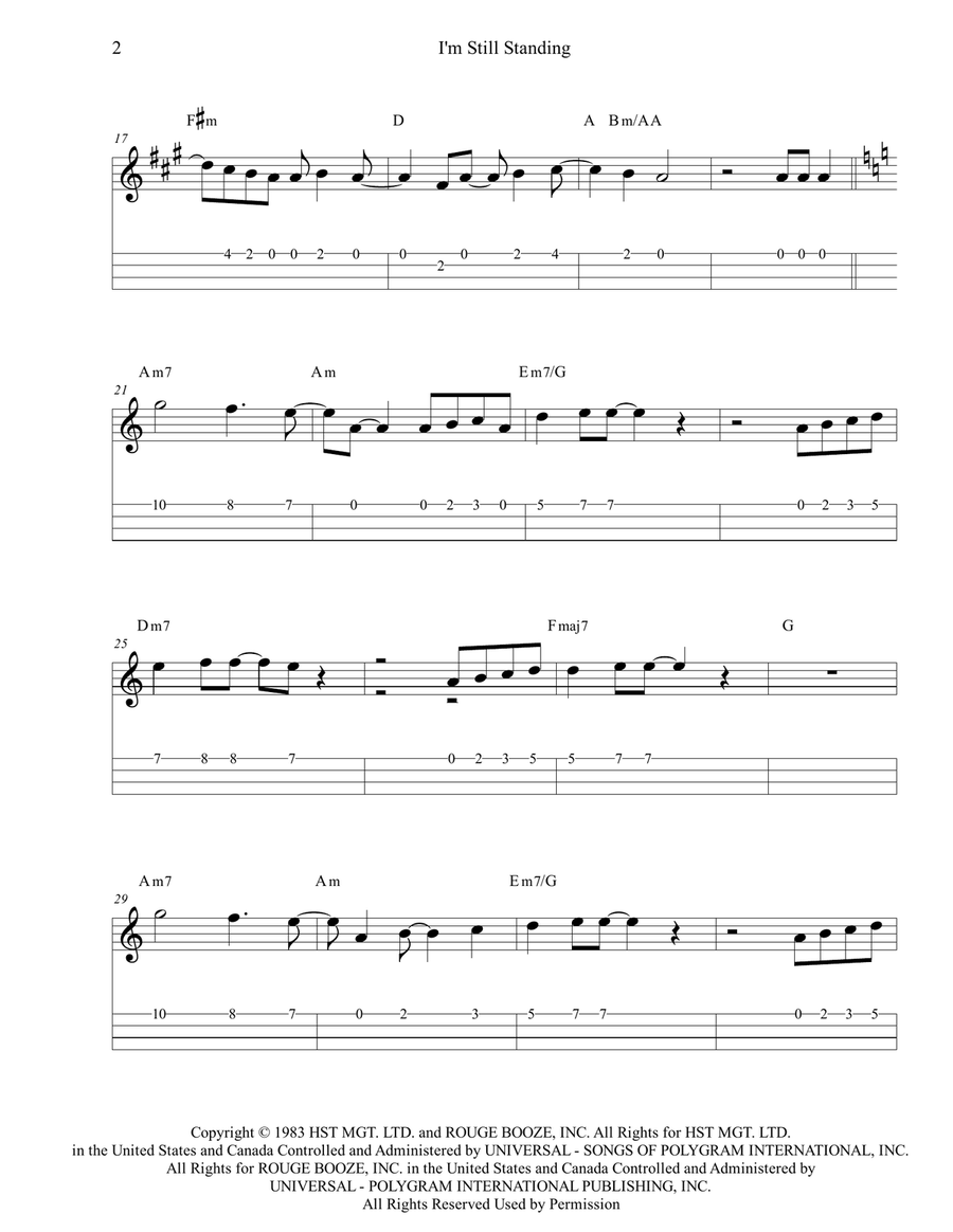 I'm Still Standing Ukulele scores gallery preview page 2