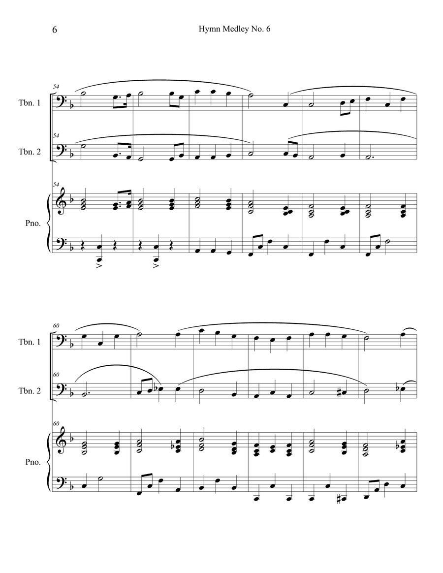Hymn Medley No. 6 (Trombone Duet with Piano Accompaniment) Trombone Duet scores gallery preview page 6