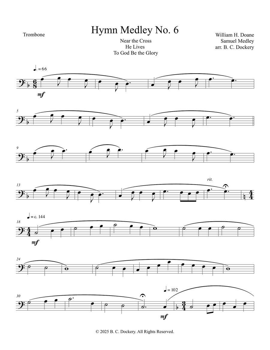Hymn Medley No. 6 (Trombone Solo) Trombone Solo scores gallery preview page 1