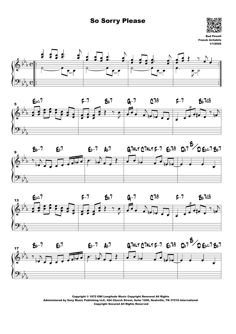 So Sorry Please So Sorry Please Piano scores gallery preview page 1