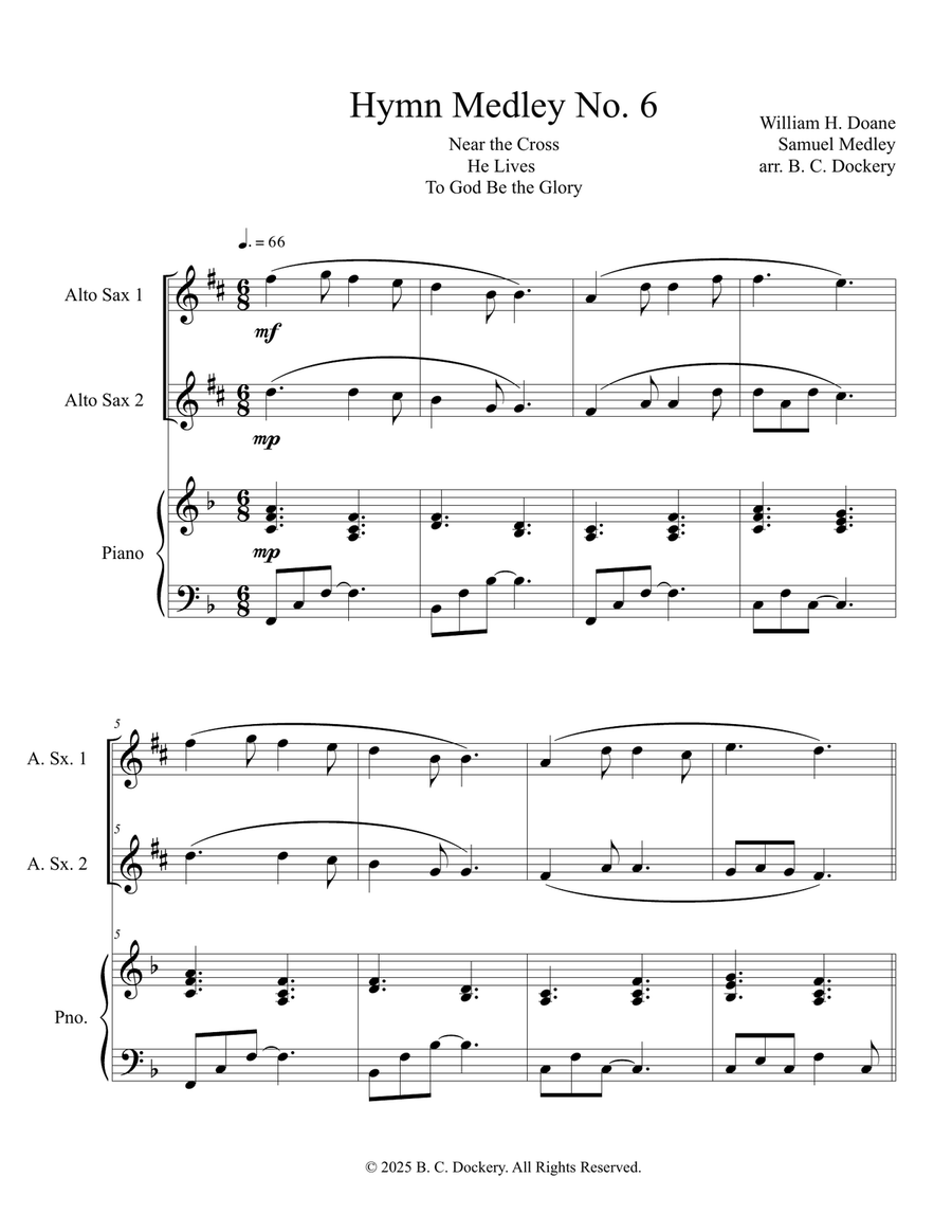Hymn Medley No. 6 (Alto Sax Duet with Piano Accompaniment) Woodwind Duet scores gallery preview page 1