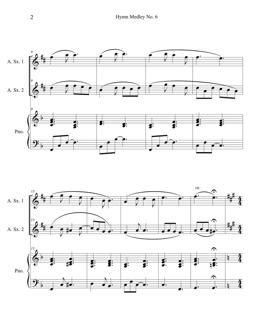 Hymn Medley No. 6 (Alto Sax Duet with Piano Accompaniment) Woodwind Duet scores gallery preview page 2