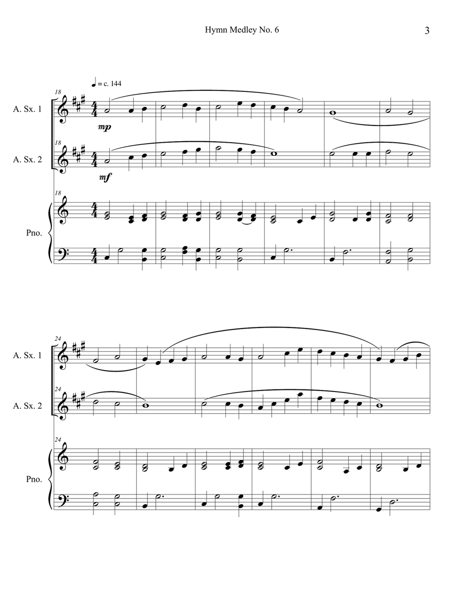 Hymn Medley No. 6 (Alto Sax Duet with Piano Accompaniment) Woodwind Duet scores gallery preview page 3