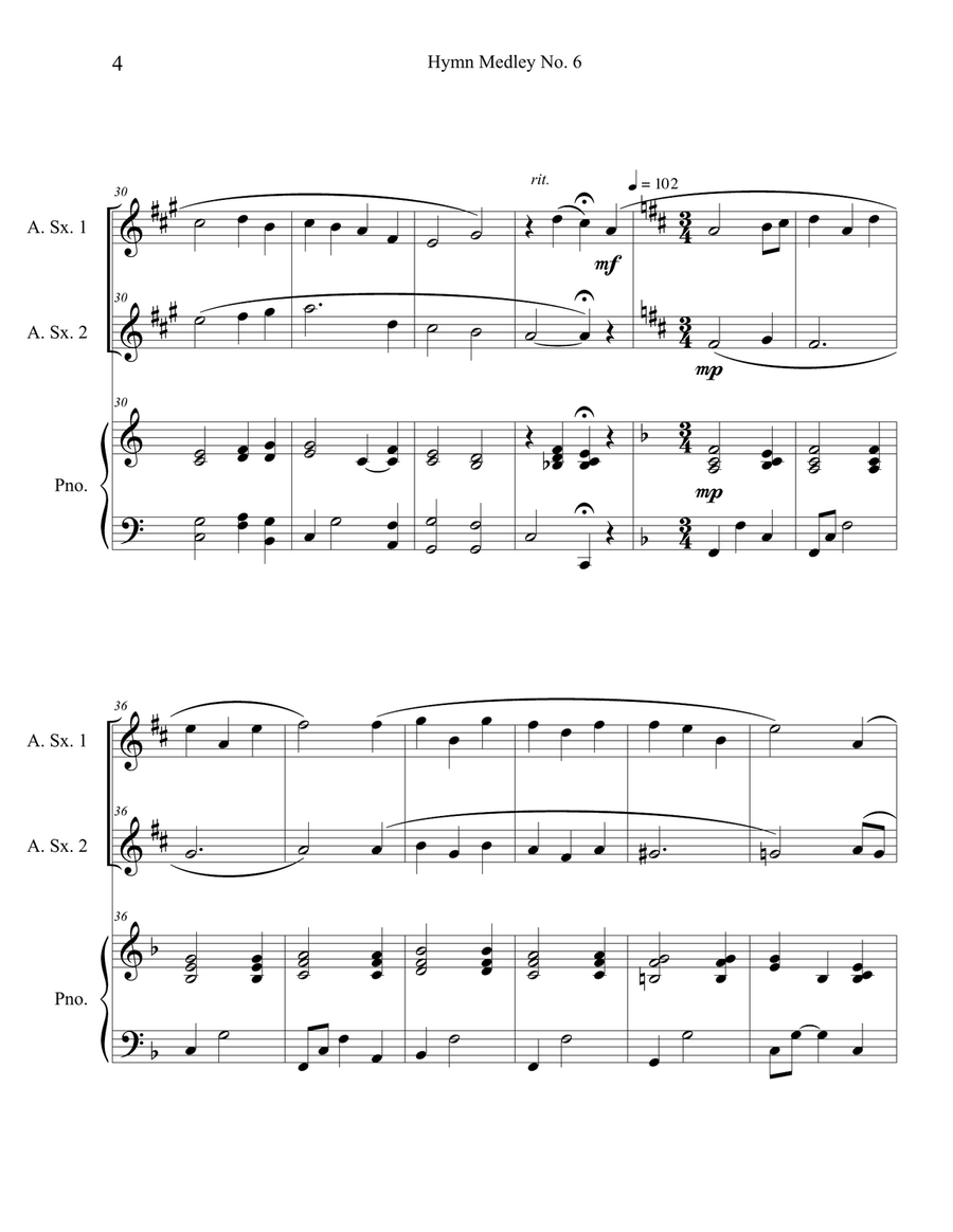 Hymn Medley No. 6 (Alto Sax Duet with Piano Accompaniment) Woodwind Duet scores gallery preview page 4