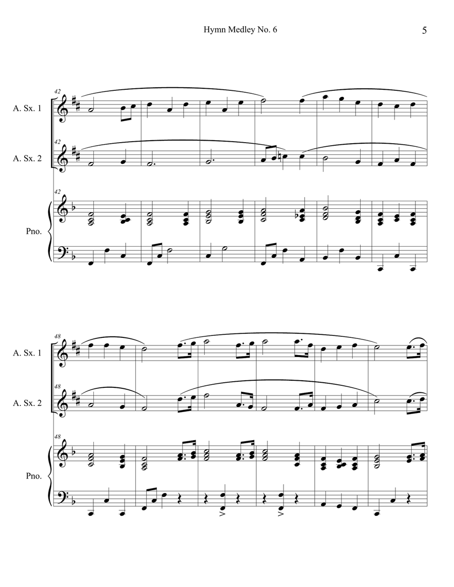 Hymn Medley No. 6 (Alto Sax Duet with Piano Accompaniment) Woodwind Duet scores gallery preview page 5