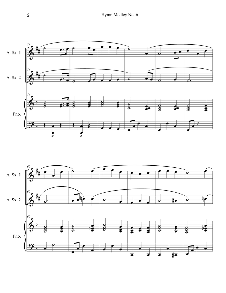 Hymn Medley No. 6 (Alto Sax Duet with Piano Accompaniment) Woodwind Duet scores gallery preview page 6