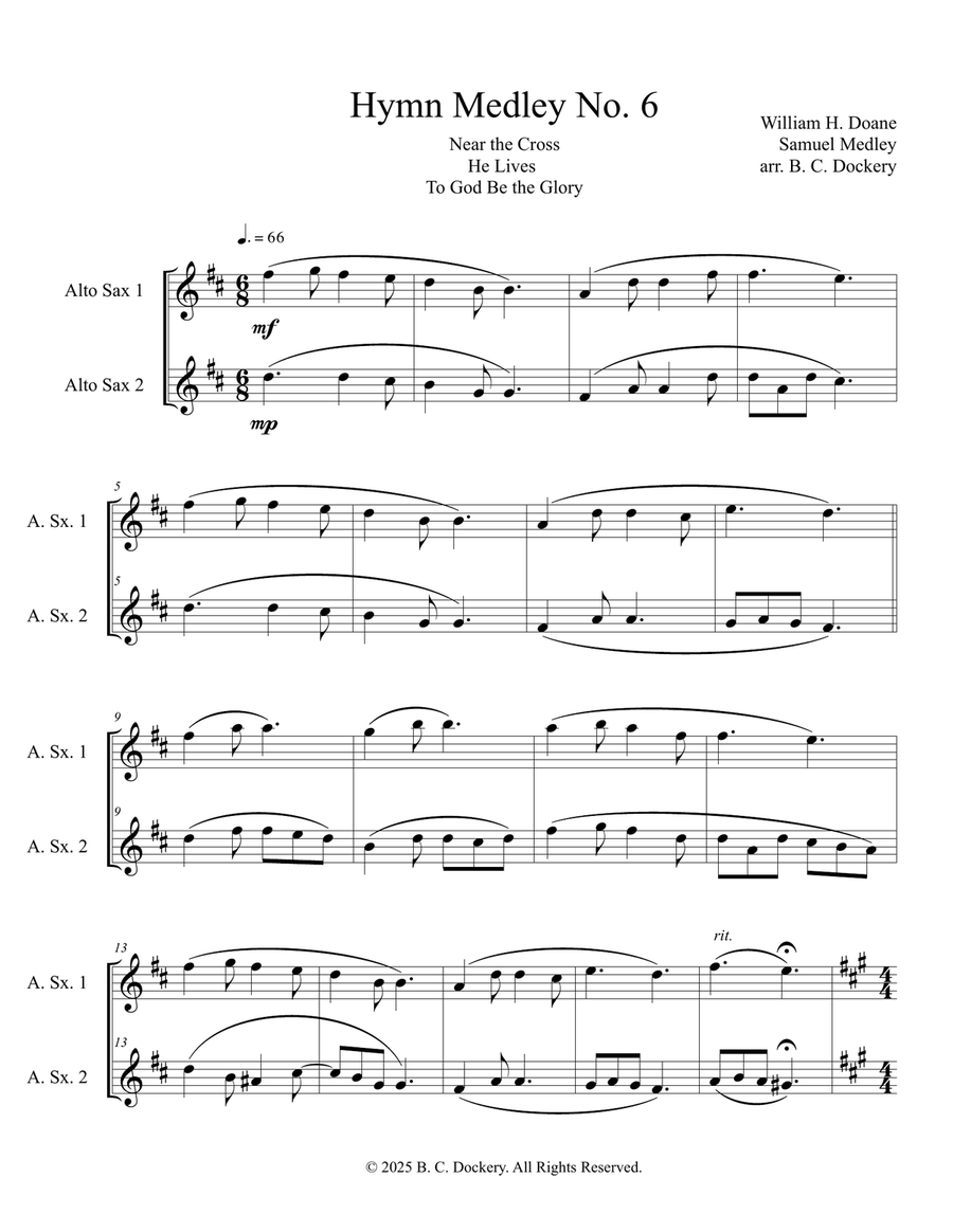 Hymn Medley No. 6 (Alto Sax Duet) Woodwind Duet scores gallery preview page 1