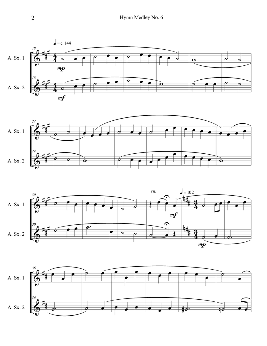 Hymn Medley No. 6 (Alto Sax Duet) Woodwind Duet scores gallery preview page 2