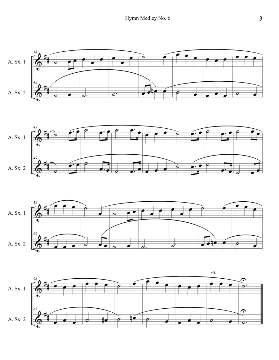 Hymn Medley No. 6 (Alto Sax Duet) Woodwind Duet scores gallery preview page 3