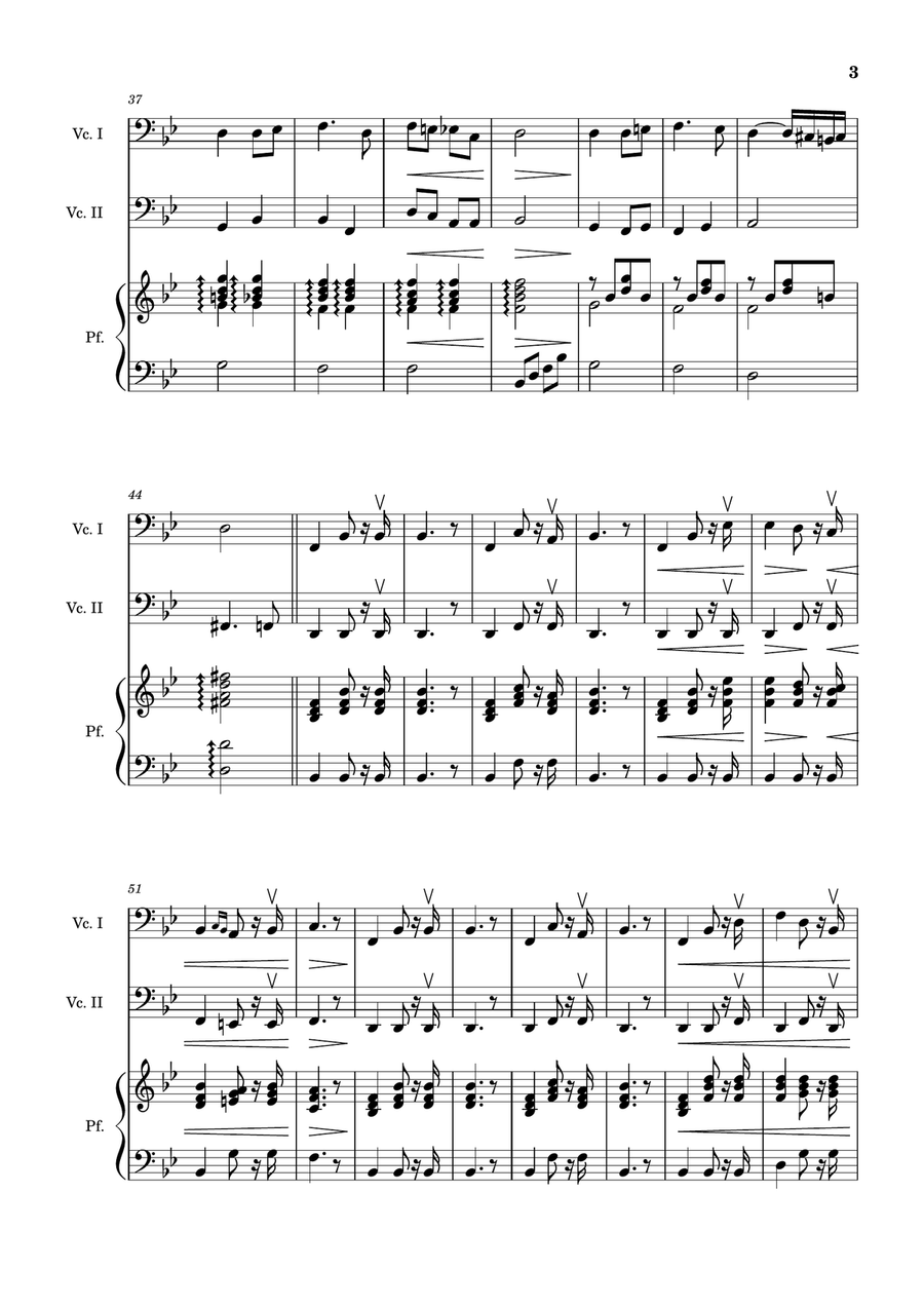 Bridal Chorus. R. Wagner - Cello Duet and Piano. Score and Parts. String Duet scores gallery preview page 3