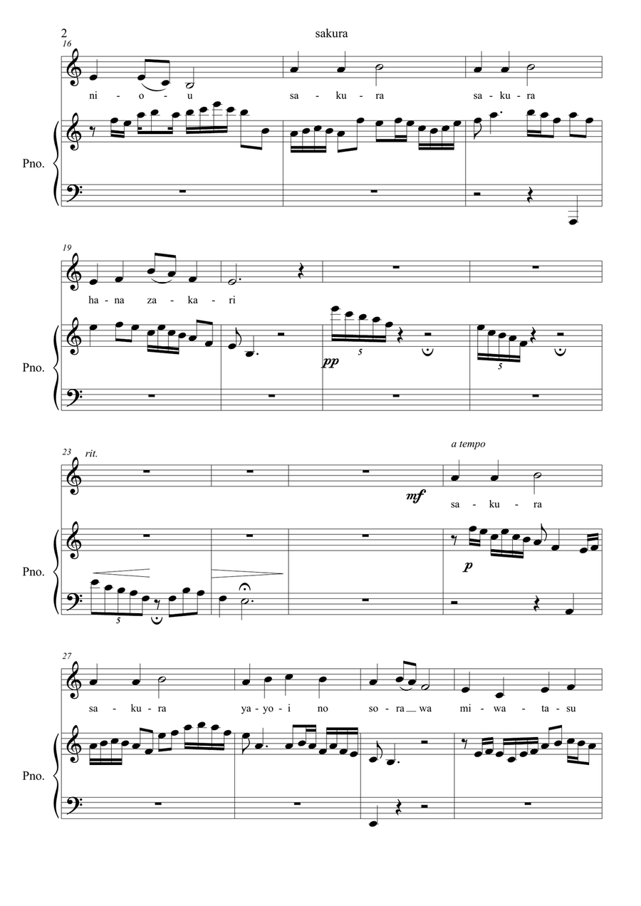 Sakura Sakura Piano, Vocal scores gallery preview page 2
