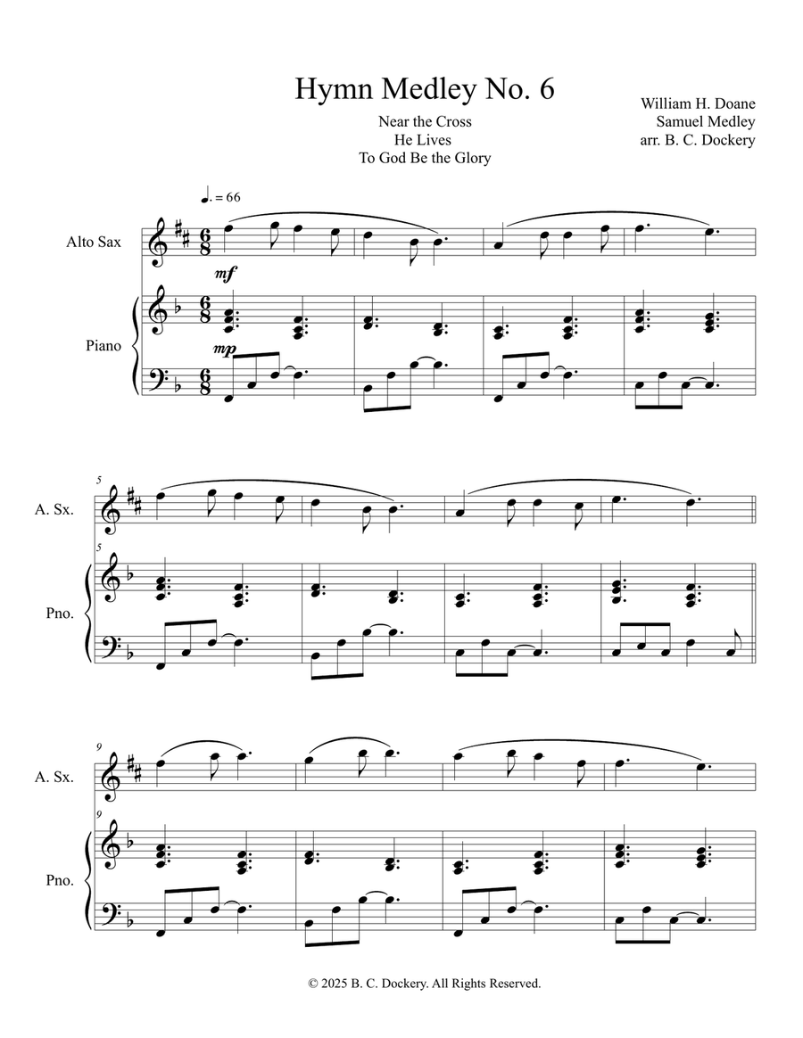 Hymn Medley No. 6 (Alto Sax Solo with Piano Accompaniment) Alto Saxophone scores gallery preview page 1