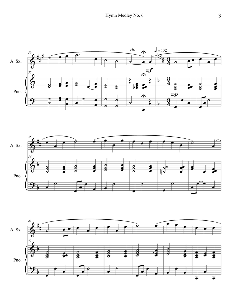 Hymn Medley No. 6 (Alto Sax Solo with Piano Accompaniment) Alto Saxophone scores gallery preview page 3