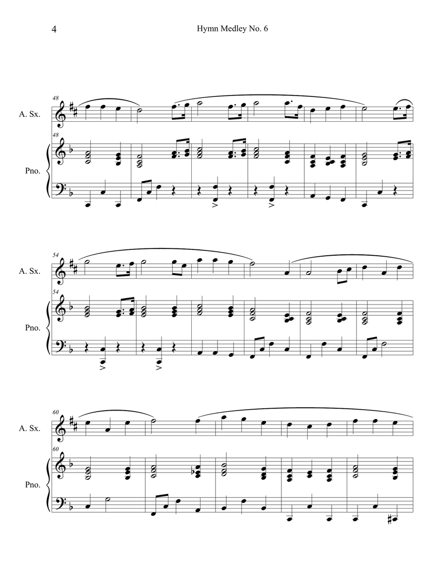 Hymn Medley No. 6 (Alto Sax Solo with Piano Accompaniment) Alto Saxophone scores gallery preview page 4
