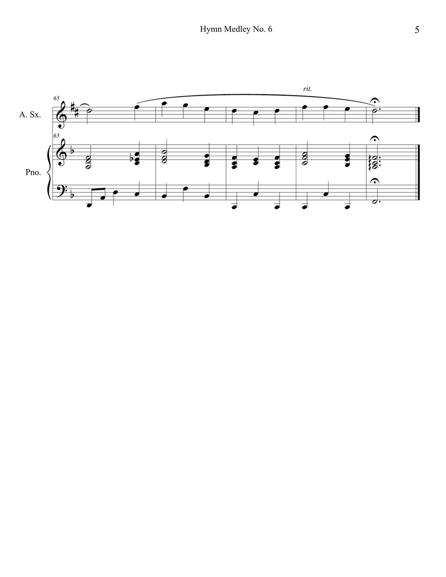 Hymn Medley No. 6 (Alto Sax Solo with Piano Accompaniment) Alto Saxophone scores gallery preview page 5