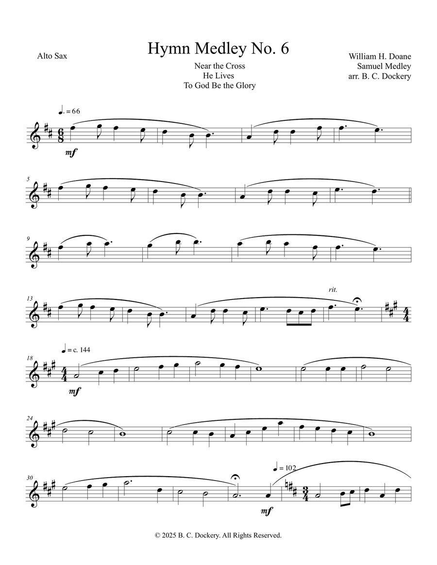 Hymn Medley No. 6 (Alto Sax Solo) Alto Saxophone scores gallery preview page 1