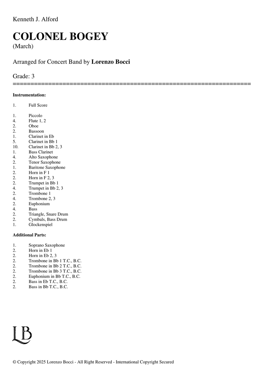 Colonel Bogey (March) Concert Band scores gallery preview page 2