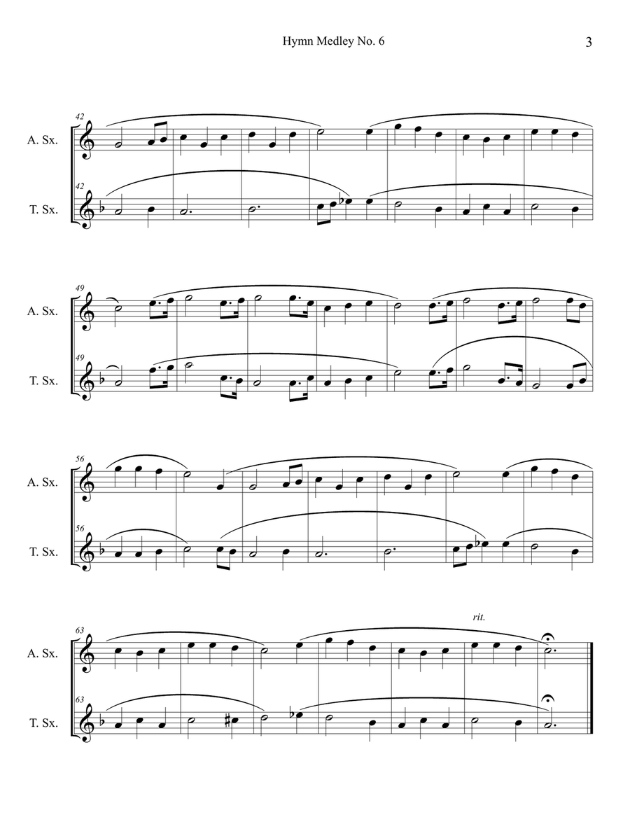 Hymn Medley No. 6 (Alto and Tenor Sax Duet) Woodwind Duet scores gallery preview page 3