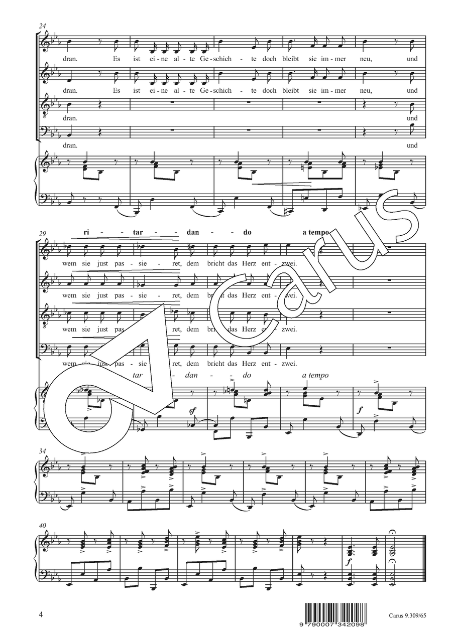Ein Jüngling liebt ein Mädchen 4-Part scores gallery preview page 5
