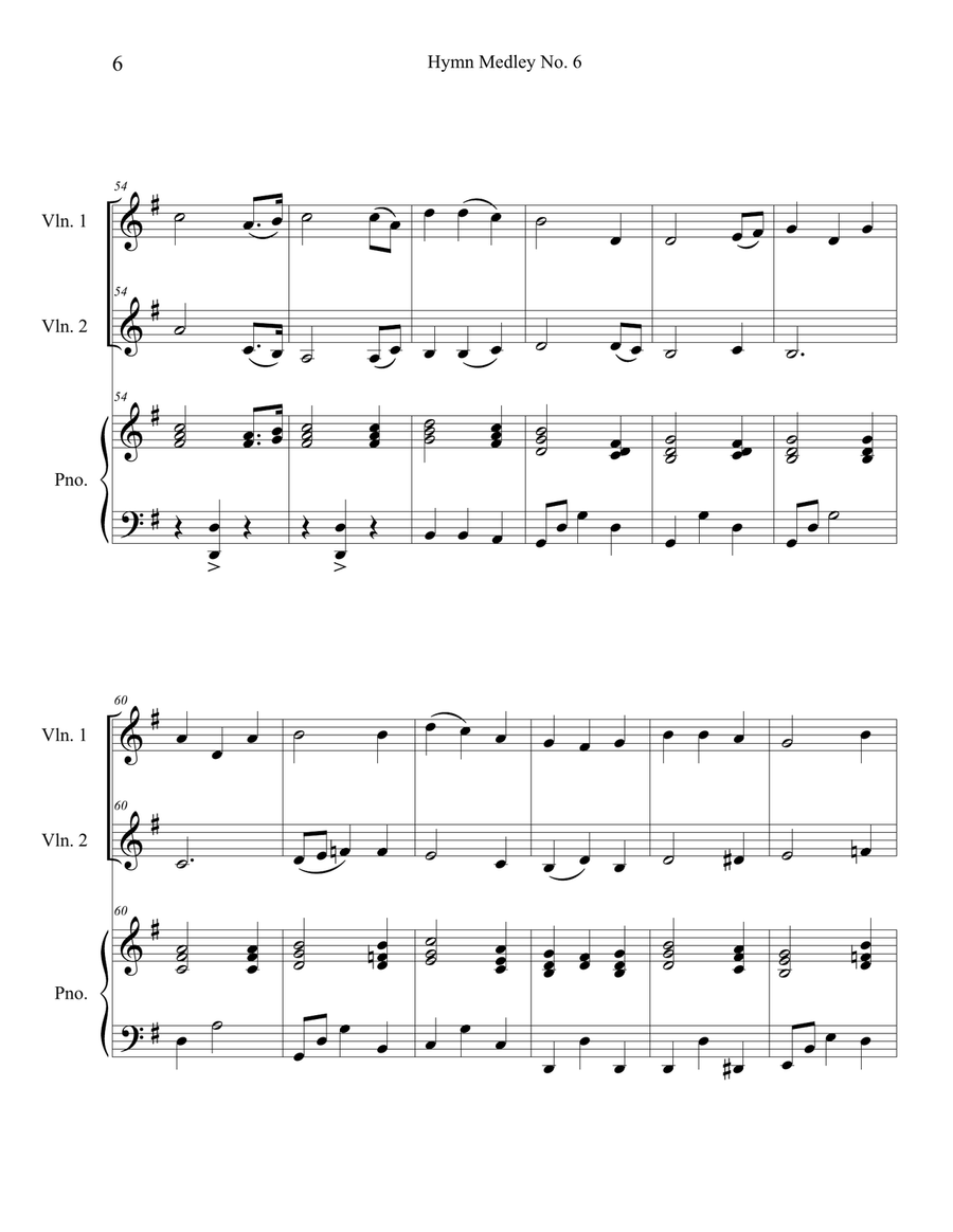Hymn Medley No. 6 (Violin Duet with Piano Accompaniment) String Duet scores gallery preview page 6
