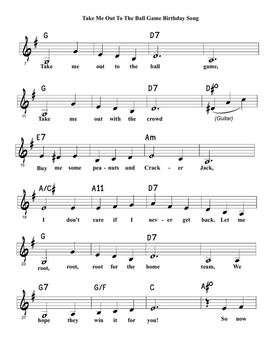 Take Me Out To The Ball Game Birthday Song A Cappella scores gallery preview page 3