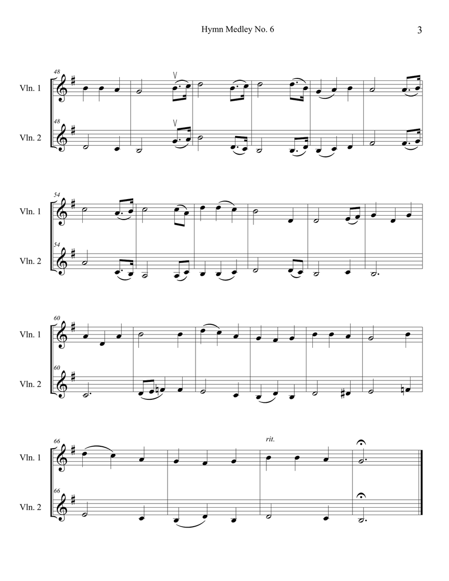 Hymn Medley No. 6 (Violin Duet) String Duet scores gallery preview page 3