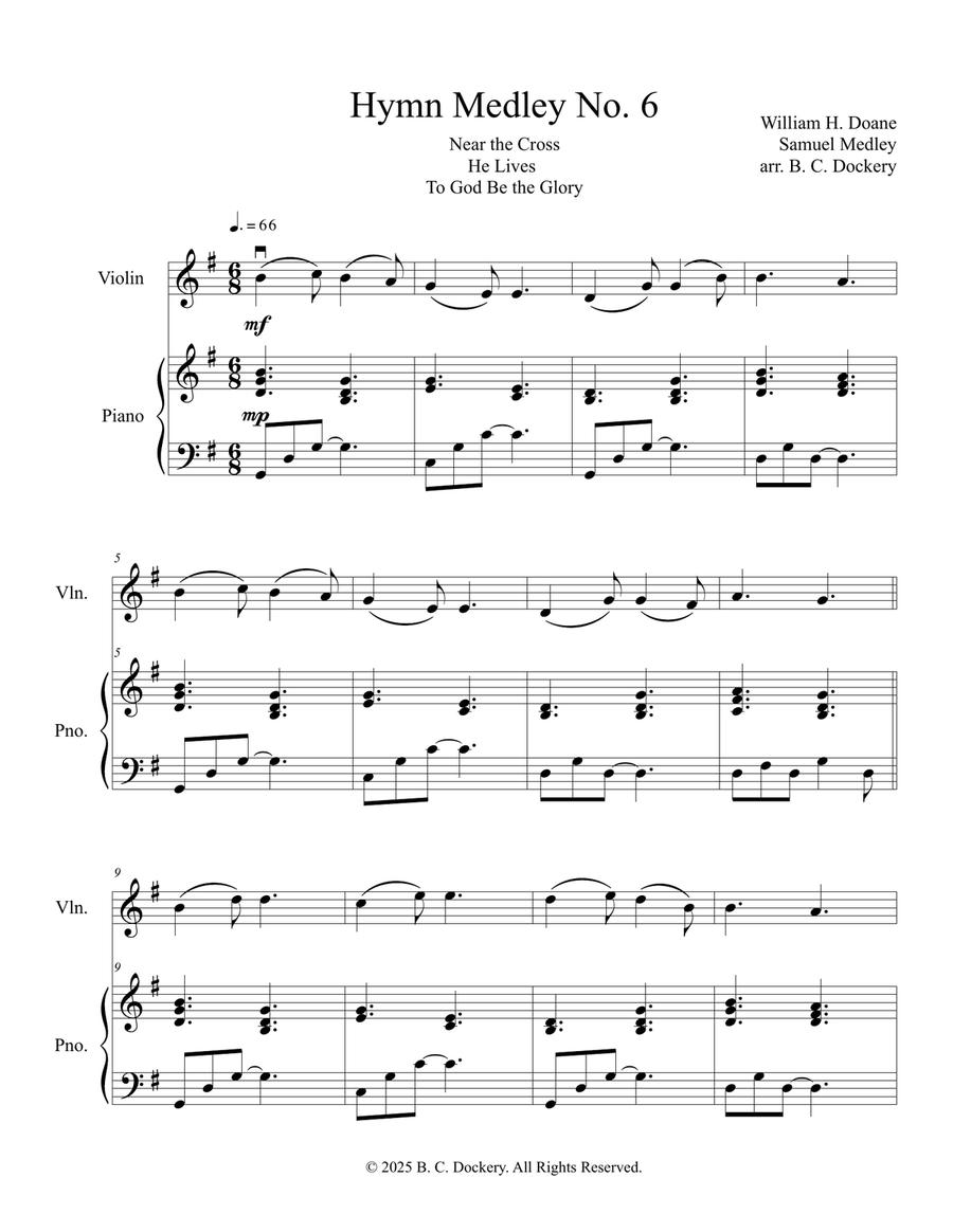 Hymn Medley No. 6 (Violin Solo with Piano Accompaniment) Violin Solo scores gallery preview page 1
